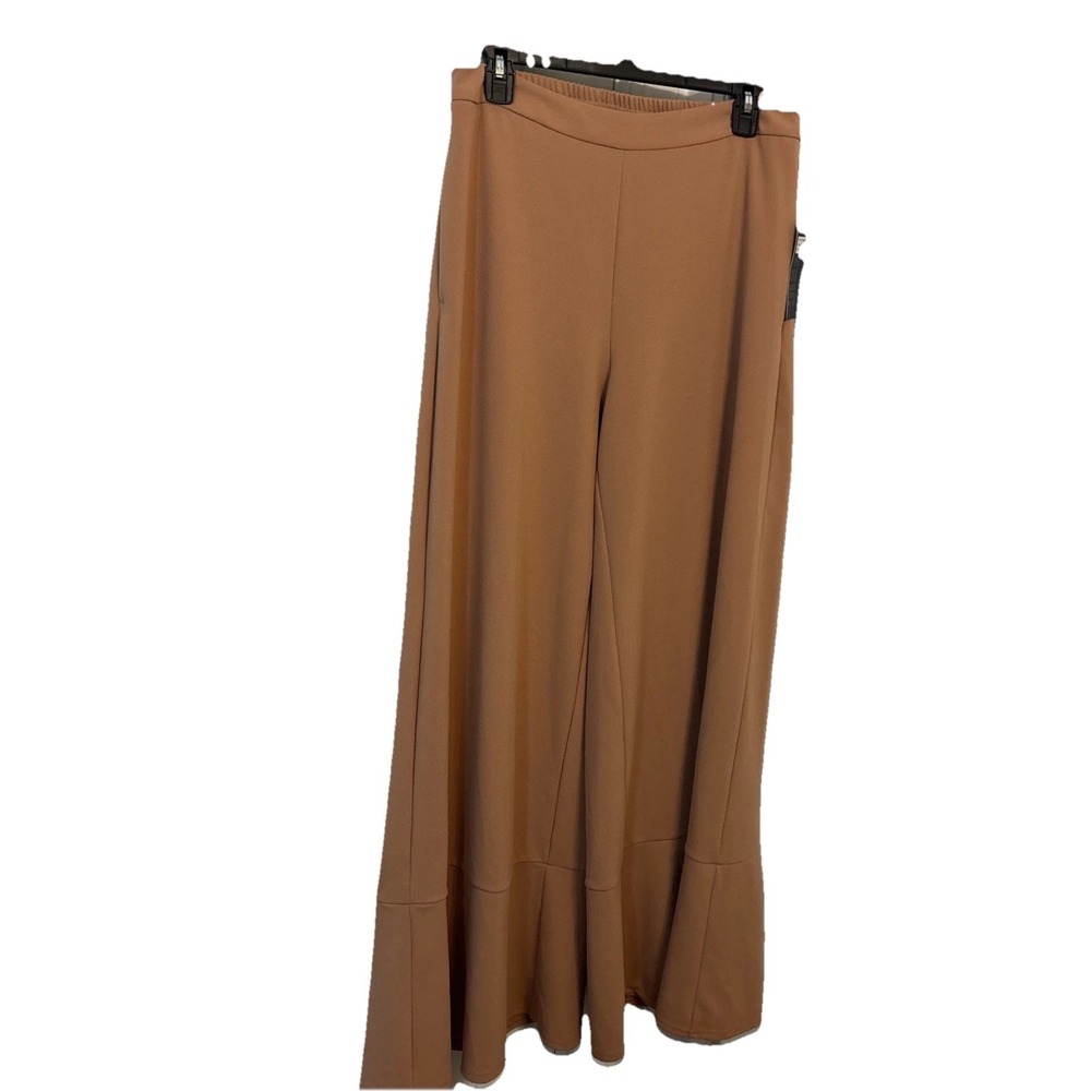 ERIC Wide Leg Flare Hem Pants Sandy Pink Stretchy Dressy Boho Retro 10 NEW